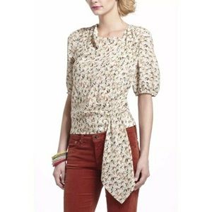 Anthropologie Leifnotes Side-tied sparrow top.